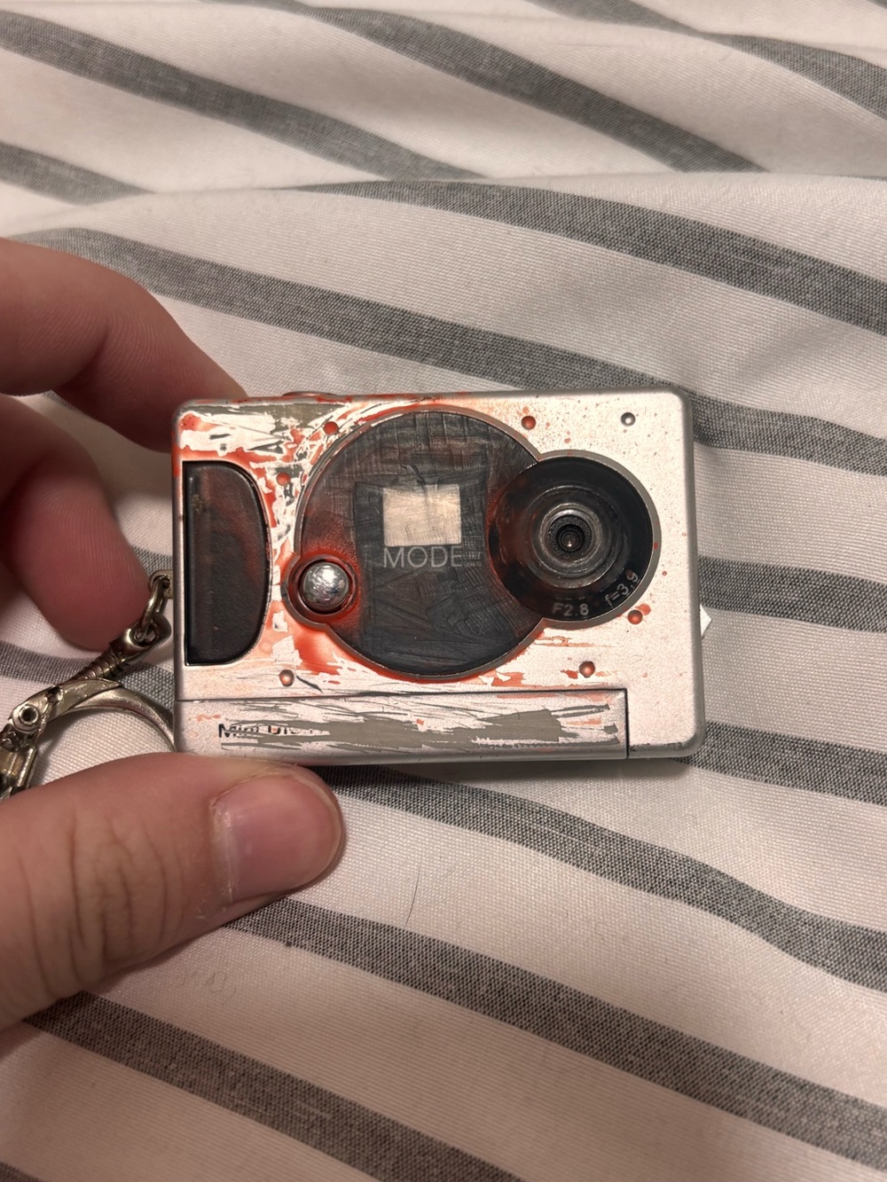Mini Silver Keychain Digital Camera - Portable Mode Button